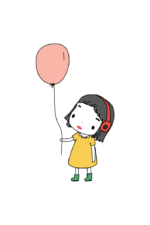 Little Girl With Balloons Free SVG File