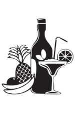 Drink Glass, Bottle And Fruit Free SVG File