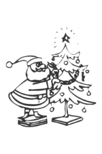 Santa Claus And Christmas Tree, Hand Drawn Free SVG File