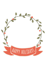 Happy Holidays Floral Wreath Free SVG File