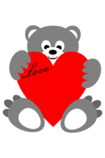 Valentine Teddy Bear Holding Heart Clipart Free SVG File