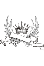 Wing and King Crown Black and White Logo Free SVG File