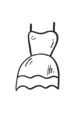 Female Dress Outline Black and White Clipart Free SVG File