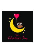 Happy Valentine's Day Owl Holding Balloon Clipart Free SVG File