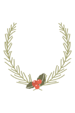 Half Floral Wreath with Berries Clipart Free SVG File