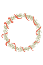 Circle Ornamental Wreath with Twisted Red Ribbon Free SVG File