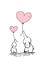 Hand Drawn Elephants holding Heart Balloons Clipart - free svg file for members
