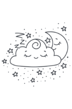 Dreaming Moon and Cloud Clipart Free SVG File