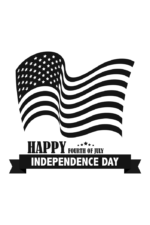 Happy Independence Day Black and White Free SVG File