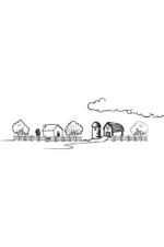 Farm Landscape Black and White Clipart - free svg file for members