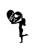 Girl holding Heart I Love NY, Silhouette Free SVG File