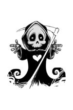 Cute Death Skeleton with Scythe Black and White Clipart - free svg file for members