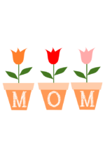 Mom Letter Tulips in Flower Pots Clipart Free SVG File