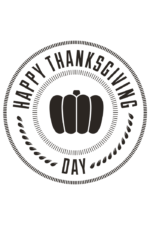 Happy Thanksgiving Day Logo Black and White Clipart Free SVG File