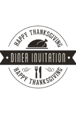 Happy Thanksgiving Dinner Invitation Black and White Clipart Clipart Free SVG File
