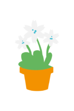 White Bloom Flower in Pot Clipart Free SVG File