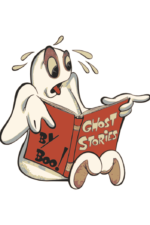 Ghost stories by boo, dog reading Book Clipart Free SVG File