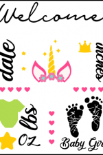 baby girl welcome sign, unicorn theme free svg file