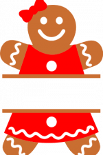 ginger bread woman split text frame, christmas free svg file