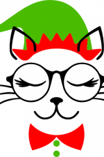 elf cat with glasses and hat, pet, christmas free svg file