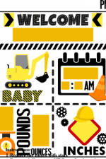 baby welcome sign, construction theme free svg file