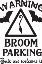 warning broom parking bats are welcome too, funny halloween free svg file