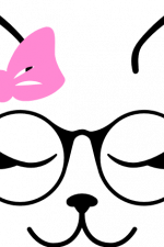 cat face with bow and glasses, girly free svg file