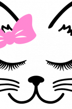 cat face with bow and eyelashes, girly free svg file