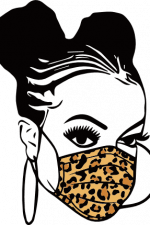 black girl with leopard mask, cheetah pattern, woman, pandemic free svg file