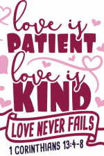love is patient, love is kind love never fails, bible verse free svg file