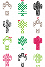 cactus monogram frame bundle free svg file