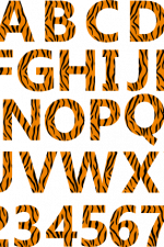 tiger pattern alphabet, cheetah skin, numbers free svg file