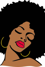 stylish afro girl with curly hair and round shape earrings, black woman free svg file