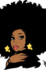 afro girl with curly hair and star shape earrings, black woman free svg file