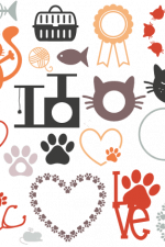 cat elements bundle, paw, cage, hearts, love sign free svg file