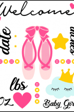 ballerina theme, baby girl welcome sign, board free svg file