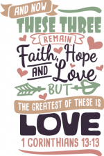 and now these three remain faith hope and love but the greatest of these is love, bible verse free svg file