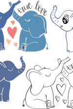 baby elephant in love free svg file