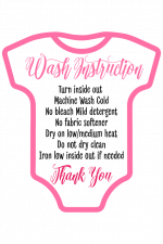 Baby Onesie Wash Instruction, Care Card Free Svg File