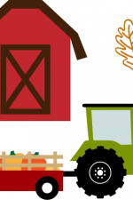 barn, tractor with pumpkin trailer, autumn free svg file