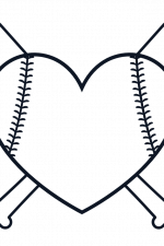 Baseball Heart Shaped Ball And Crossed Bats. Monogram, Free Svg File