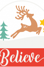 Believe, Christmas glass ball with reindeer Free Svg File
