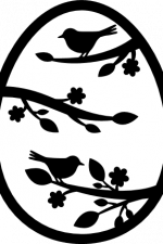 bird on tree branch, decorative egg free svg file