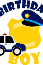 birthday boy, police cap, car, officer badge free svg file