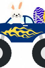 bunny on truck with eggs, easter free svg file