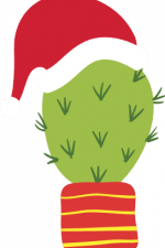 cactus in pot with santa hat, christmas free svg file