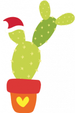 cactus in pot with santa hat, christmas free svg file