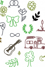 camping elements bundle, bus, guitar, leaves free svg file