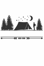 Camping Split Text Frame, Tent, Trees, Night Sky Free Svg File