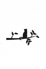 Cat Sitting on Branch Tree Silhouette Free Svg File
